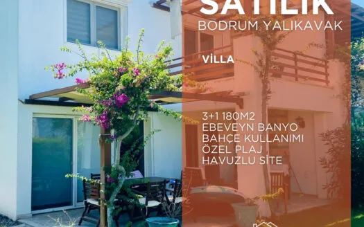 BODRUM YALIKAVAK- SATILIK VİLLA ÖZEL PLAJLI SİTE İÇERİSİNDE